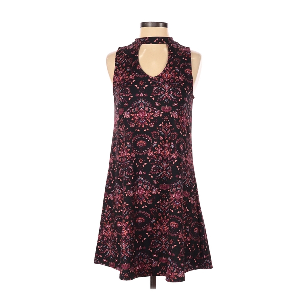 Mudd High Neckline Cutout Black Floral Dress